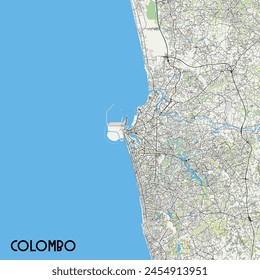 Colombo, Sri Lanka map poster art
