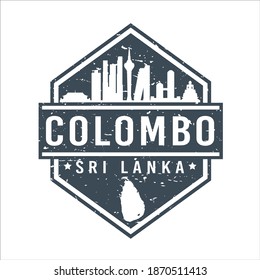 Colombo, Sri Lanka Travel Stamp Icon. Skyline City Design Tourism Diamond. Vector Illustration Grunge Clip art Badge.