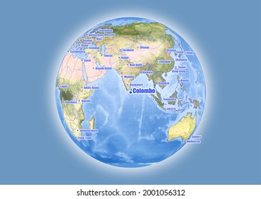 Colombo-Sri Lanka is shown on vector globe map. The map shows Colombo-Sri Lanka 's location in the world.