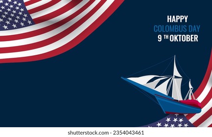 Colombus day banner background with copy space area. Vector illustration