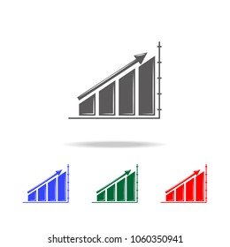 Colomn chart with Up Diagramma Icon. Elements of chart and trend diagram multi colored icons. Premium quality graphic design icon. Simple icon for websites, web design, mobile app on white background