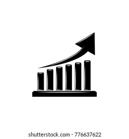 Colomn chart with Up Diagramma Icon. Trend diagram element icon. Business analytics concept design. Signs and symbols icon for websites, web design, mobile, info graphics on white background