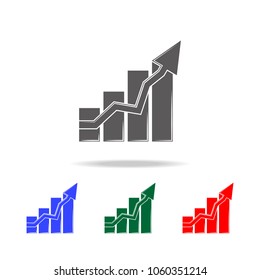 Colomn graph with Up Diagramma Icon. Elements of chart and trend diagram multi colored icons. Premium quality graphic design icon. Simple icon for websites, web design on white background