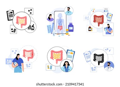 Colon anatomical medical poster. Large intestine in the human body. Gastrointestinal disease or medical exam in gastroenterology clinic. Digestive tract scan, medical exam of bowel vector illustration