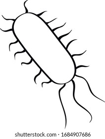 Colon bacillus. Digestive tract or alimentary canal showing bacteria, germs or virus cells.