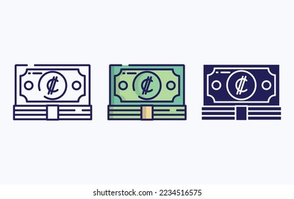Colon Currency Note, Money line and glyph icon, vector illustration