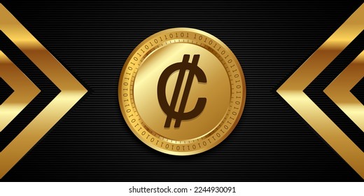 Colon currency symbol coin of costa rica banner