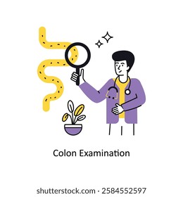 Colon Examination Concept vector illustration.  isolated on white Background. 