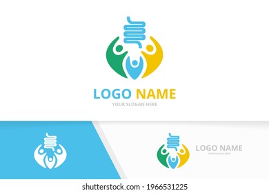 Colon and family logo combination. Unique digestion logotype design template.
