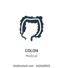 Colon glyph icon vector on white background. Flat vector colon icon symbol sign from modern medical collection for mobile concept and web apps design.