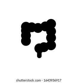 Icono de colon en diseño plano negro aislado en fondo blanco