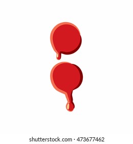 Colon punctuation mark isolated on white background. Red bloody colon mark vector illustration