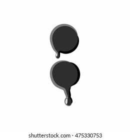 Colon punctuation mark isolated on white background. Black liquid oil colon vector illustration