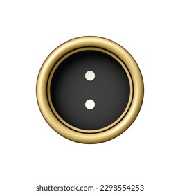 Colon symbol. Vintage golden typewriter button isolated on white background