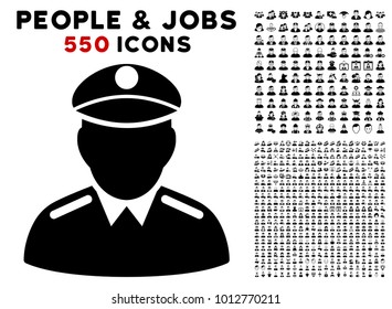 Colonel icon with 550 bonus pity and glad people clip art. Vector illustration style is flat black iconic symbols.