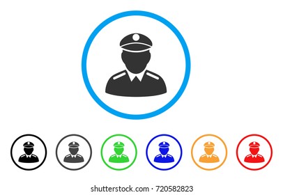 Colonel rounded icon. Style is a flat colonel gray symbol inside light blue circle with black, gray, green, blue, red, orange variants. Vector designed for web and software interfaces.