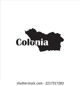 Colonia map and black lettering design on white background