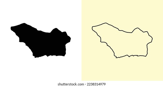 Colonia map, Uruguay, Americas. Filled and outline map designs. Vector illustration