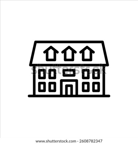 colonial building outline icon. architecture black line illustration.