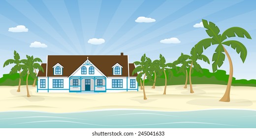 Colonial house on the beach