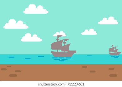 Colonial ports and ships. Great for game background. svg