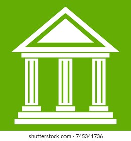 Colonnade icon white isolated on green background. Vector illustration