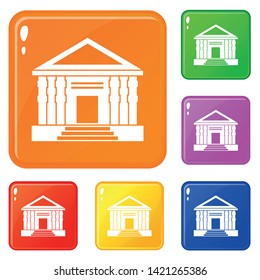 Colonnade icons set collection vector 6 color isolated on white background