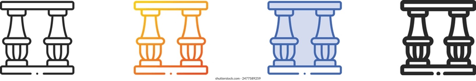 colonnade icon.Thin Linear, Gradient, Blue Stroke and bold Style Design Isolated On White Background