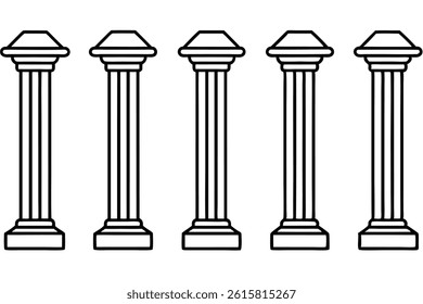 Colonnade Line Art Illustration Simple Design for Architectural Artwork 