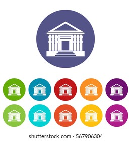 Colonnade set icons in different colors isolated on white background