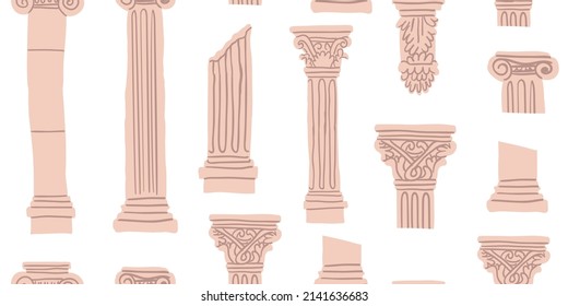colonnade. stencil. vector seamless pattern with antique greek columns