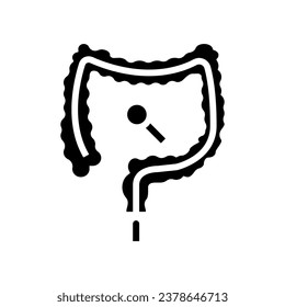 Koloskopie-Untersuchung Glyphsymbol Vektorgrafik. Koloskopie-Prüfzeichen. einzelne Symbolillustration