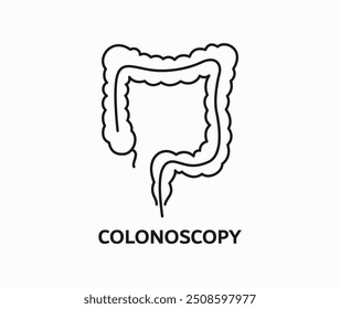 Ícone de linha de colonoscopia. Ilustração de stock de contorno de vetor