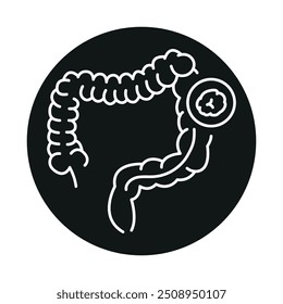 Colonotomy line black icon. Sign for web page, mobile app, button, logo. Vector isolated button. Editable stroke.