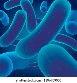 Colony of Bacteria, Virus Cells or Microbes Realistic Vector. Symbiotic Human Microorganism, Intestinal Microflora Probiotic, Dangerous Pathogen Infection, Genetically Modified Organism Illustration