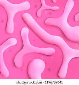 Colony of Lactic Acid Bacteria, Virus Cells, Pathogenic Microbes Realistic Vector. Symbiotic Human Microorganism, Intestinal Microflora, Probiotics Organism Illustration for Biology, Medicine Concepts