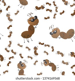 A colony of small working ants on the way. Seamless Wallpaper pattern.