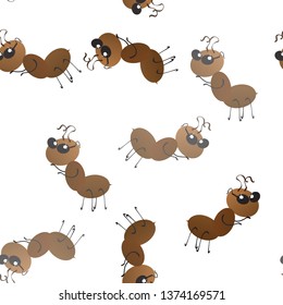 A colony of small working ants on the way. Seamless Wallpaper pattern.