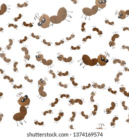 A colony of small working ants on the way. Seamless Wallpaper pattern.