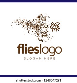 Colony swarm Flies line art logo vector template