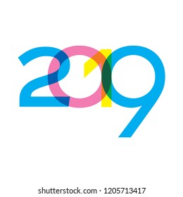 Color 2019 numbers typographic. Vector illustration