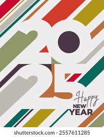 Color 2025 Happy New Year design vector. Template trending New Year 2025 design. Vector design for Christmas greeting, celebration, banners, posters, calendar, social media.