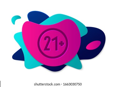 Color 21 plus icon isolated on white background. Adults content icon. Abstract banner with liquid shapes. Vector Illustration