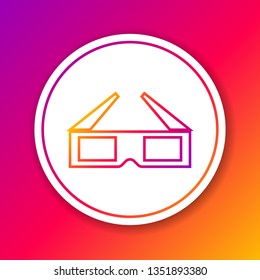 Color 3D cinema glasses line icon isolated on color background. Circle white button. Vector Illustration