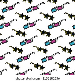 color 3d glasses and sunglasses star style background