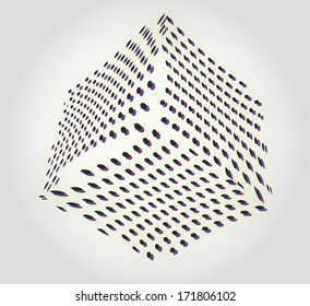 Color 3D halftone cube vector - graphic element