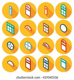 color 3d isometric set of flat icons window in vector format eps10