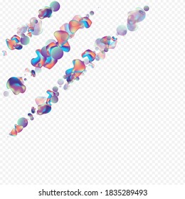 Color 3d Organic Vector Transparent Background. Hipster Bubble Pattern. Neon Digital Liquid Design. Iridescent Modern Cover.
