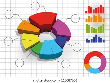 color 3d  pie chart graph. vector illustration.