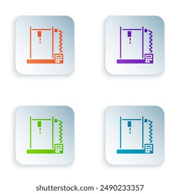 Color 3D printer icon isolated on white background. Set colorful icons in square buttons. Vector Illustration
